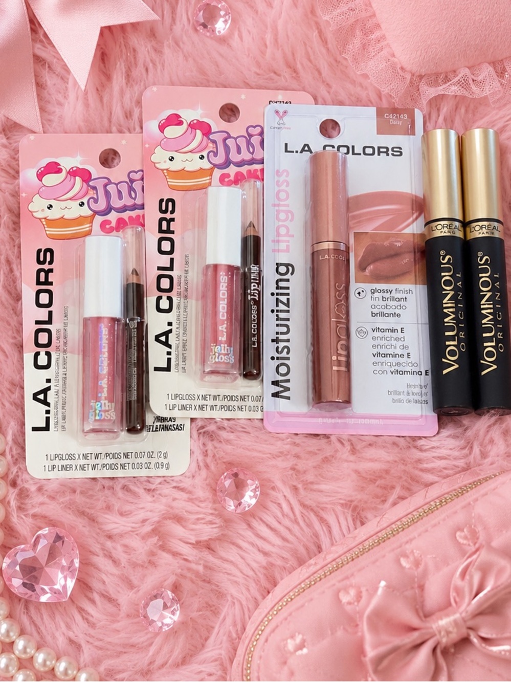L.A. COLORS Pink Moisturizing Lipgloss & Lip Liner Bundle